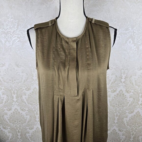 Banana Republic Heritage Collecitons Size Small Olive Green Sleeveless Blouse - Picture 5 of 12